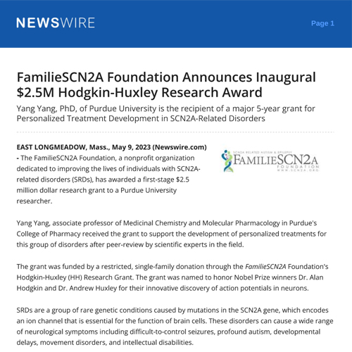 SCN2A Press Release